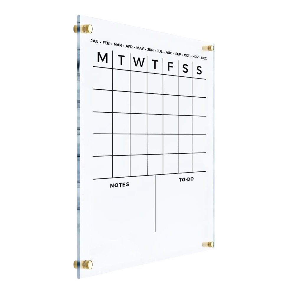 Acrylic Monthly and Weekly Wall Calendar - Personalized Dry Erase Board, Vertical Wall Calendar, Monthly and Weekly Calendar, Housewarming Gift, Goals, To Do (28"x40", Extra Package)
