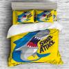 REALIN Cartoon Shark Marine Animals Duvet Cover Set Shark Print Bedding Girl Boy Kids Bed Sets 2/3/4PCS Quilt Covers/Sheets/Pillow Shams,Twin/Full/Queen/King (C,Full-200x229cm-4PCS) view 2