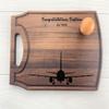 Personalized Cutting Board, Engraved Cutting Board, Airplane Design, Pilot in Command, Airplane Gift, Captain, Corporate Gift, Congrats, 507 (Maple, Arched 16" x 10.5") view 2