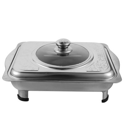 Kichvoe Buffet Foods Holder Stainless Steel Tray with Lid Rectangular Flat Buffet Pan for Canteen Display Lightweight and Food Serving Platter for Parties and Kitchen Use