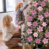 Hommtina 56 Pcs Christmas Decorations, 4 Styles Poinsettias Artificial Christmas Flowers Glitter Berries Stems Ornaments Tree with Pine Cones & Stems for Xmas Wedding DIY Wreath Floral Party (Pink) view 4