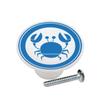 Farm Fresh Knobs Design Ceramic Cabinet Kitchen Bathroom Furniture Handles or Pulls w/Glossy Finish - Various Crabs Red Blue - 1.5 x 1.5 Inches (Blue Circle Crab) view 1
