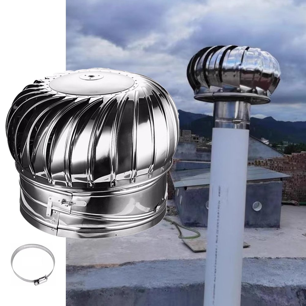 WAHHWF Round Chimney Cap 4 6 8 10 12 Inch for Outside, Spinner Stainless Steel Fireplace Chimney Cover, Rotating Top Chimney Flue Cowl Pipe Vent Cover