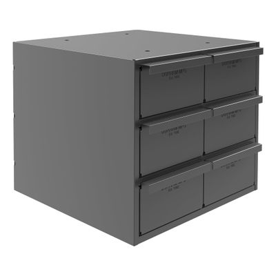 Metal Drawer Bin Cabinet with Base- 6 Drawers & Your Choice of Fasteners (2230 PC Metric 8.8 COARSE Thread)