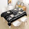 American Flag Tablecloths Kids Black White Camo Table Cloth Abstract Camouflage Stripes Table Accessories Boys Teens Adult Dining Room Vintage Geometric Table Cover,55"x87" view 1