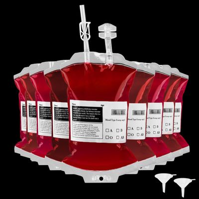 Aubeco 20Pcs Reusable Blood Bags for Drinks, IV Bag with Funnel for Halloween Party, Vampire Nurse Theme Party Decorations