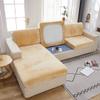 vctops Velvet Stretch Couch Cover for 2 Cushion Couch Super Soft Anti-Slip L Shape Sofa Covers Solid Color Sofa Slipcover Furniture Protector (Beige Yellow,Medium) view 3