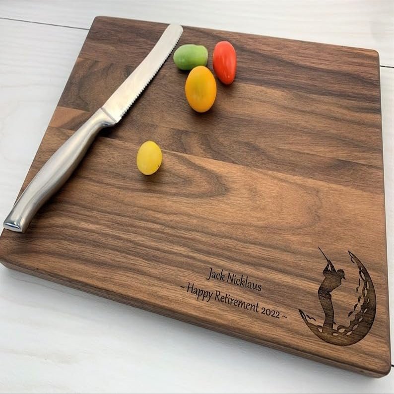 Personalized Cutting Board, Birthday Present for Dad, Golf Gift, Golf Lover Gift, Fathers Day Gift, Birthday Gift, Retirement Gift, 089 (Walnut, 17" x 11")
