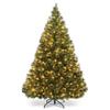 HAPPYGRILL 6FT Pre-Lit Hinged Christmas Tree Artificial Pine Tree with 484 Tips & 260 LED Lights, 49 Pine Cones & Foldable Metal Stand, Holiday Decoration Xmas Tree for Home and Shop view 1