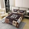 100% Cotton Western Cowboy Comforter Cover Riding Horse Full Bedding Sets for Boys Men,Tribal Arrow Wild West Desert Duvet Cover Rustic Country Room Decor Cowboy Boots Grids Bed Set with Zipper view 3
