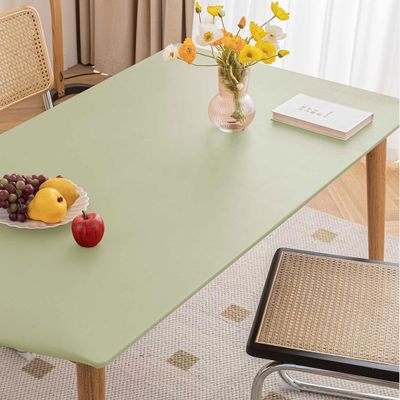 Cozomiz Waterproof PU Leather Rectangular Tablecloth Elastic Edged Tablecloth Wipeable Table Cloth Table Cover for Outdoor, Patio, Kitchen and Dining Room 31" x 50" Inches Green