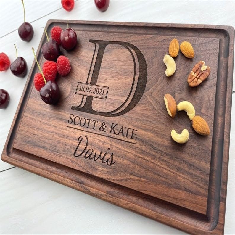 Personalized Cutting Board, Engraved Cutting Board, Wedding Gift, Anniversary Gift, Engagement Gift, Couples Gift, Wedding Shower Gift, 049 (Maple, 12" x 9")