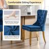 GOOLON Dining Room Chairs Set of 4, Tufted Velvet Chairs with Golden Stainless Legs, Rivet Trim Metal Pull Ring Large Back for Kitchen Dining Room Restaurant, Blue view 4