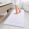 Buganda Bathroom Rugs, 47" x 24", Soft and Absorbent Microfiber Bath Rugs, Non-Slip Shaggy Shower Carpet, Machine Wash Dry Bath Mats for Bathroom Floor, Tub and Shower, White view 1