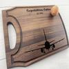 Personalized Cutting Board, Engraved Cutting Board, Airplane Design, Pilot in Command, Airplane Gift, Captain, Corporate Gift, Congrats, 507 (Cherry, 12" x 8") view 1