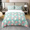 100% Natural Cotton Cute Axolotl Bedding Set Queen Size Cartoon Axolotl Duvet Cover Kawaii Animal Comforter Cover for Kids Boys Girls Teens Wildlife Pet Animal Quilt Cover Bedroom Decor, Green view 1