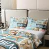 100% Cotton Hawaii Bed Sets Starfish Seashell Duvet Cover Pink Cherry Blossom Bedding Set Full Coastal Sealife Patchwork Comforter Cover Farmhouse Decor Lodge Cabin Bed Cover with Zipper Closure view 4