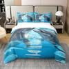 100% Cotton Kid Dolphin Bedding Set, Cute Dolphin Duvet Cover, Marine Life Comforter Cover, Blue Wave Decor Lightweight Soft Polyester Quilt Cover 1 Duvet Cover with 2 Pillow Cases Queen Size view 1