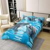 100% Cotton Kid Dolphin Bedding Set, Cute Dolphin Duvet Cover, Marine Life Comforter Cover, Blue Wave Decor Lightweight Soft Polyester Quilt Cover 1 Duvet Cover with 2 Pillow Cases Queen Size view 2