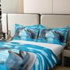 100% Cotton Kid Dolphin Bedding Set, Cute Dolphin Duvet Cover, Marine Life Comforter Cover, Blue Wave Decor Lightweight Soft Polyester Quilt Cover 1 Duvet Cover with 2 Pillow Cases Queen Size view 4