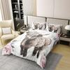 100% Cotton Highland Cow Floral Comforter Cover Bull Cattle Bedding Set King Western Funny Animal Duvet Cover Brown Wildlife Farmhouse Cow Quilt Cover Rose Cherry Blossoms Grey Marble Quilt Cover view 2