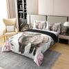 100% Cotton Highland Cow Floral Comforter Cover Bull Cattle Bedding Set King Western Funny Animal Duvet Cover Brown Wildlife Farmhouse Cow Quilt Cover Rose Cherry Blossoms Grey Marble Quilt Cover view 3