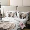 100% Cotton Highland Cow Floral Comforter Cover Bull Cattle Bedding Set King Western Funny Animal Duvet Cover Brown Wildlife Farmhouse Cow Quilt Cover Rose Cherry Blossoms Grey Marble Quilt Cover view 4