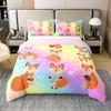 100% Cotton Cartoon Fox Bedding Sets Full for Girls Pink Galaxy Comforter Cover, Pastel Glitters Bed Sets, Funny Animal Duvet Cover Cute Kawaii Quilt Cover for Kids Bedroom 3Pcs Cozy (No Comforter) view 1