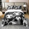 Erosebridal Kids Soccer 100% Cotton Duvet Cover Twin Football Comforter Cover European Sport Game Bedding Set Player Field Quilt Cover, Cartoon Decor 2Pcs with 1 Pillowcase, Black White view 1