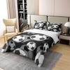 Erosebridal Kids Soccer 100% Cotton Duvet Cover Twin Football Comforter Cover European Sport Game Bedding Set Player Field Quilt Cover, Cartoon Decor 2Pcs with 1 Pillowcase, Black White view 2