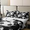 Erosebridal Kids Soccer 100% Cotton Duvet Cover Twin Football Comforter Cover European Sport Game Bedding Set Player Field Quilt Cover, Cartoon Decor 2Pcs with 1 Pillowcase, Black White view 4