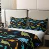 100% Natural Cotton Dinosaur Comforter Cover Cartoon Dinosaur Bedding Set Ancient Animal Quilt Cover Colorful Rainbow Iridescent Batik Duvet Cover, Black 3 Pcs Queen Size with Zipper Closure view 4