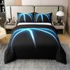 100% Natural Cotton Basketball Comforter Cover for Boy Young Man Sports Game Theme Duvet Cover Twin Size Blue Lines Stripes Neon Lines Bedding Set Basketball Court Player Quilt Cover Black 2Pcs view 1