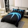 100% Natural Cotton Basketball Comforter Cover for Boy Young Man Sports Game Theme Duvet Cover Twin Size Blue Lines Stripes Neon Lines Bedding Set Basketball Court Player Quilt Cover Black 2Pcs view 2