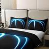 100% Natural Cotton Basketball Comforter Cover for Boy Young Man Sports Game Theme Duvet Cover Twin Size Blue Lines Stripes Neon Lines Bedding Set Basketball Court Player Quilt Cover Black 2Pcs view 4