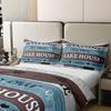 Lake House 100% Cotton Duvet Cover Queen Size, Farmhouse Lake Paddle Comforter Cover Rustic Wooden Stripes Bedding Set, Kids Lake House Decor Camping Bed Set Lake Theme Room Decor, Blue White Brown view 4