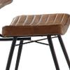 Benjara Mia 18 Inch Side Chair, Set of 2, Dyed Leather, Vertical Tufting, Brown and Black view 2
