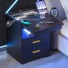LED Night Stand with Gun Drawer for Bedroom, Charging Bedside Table with USB & Type-C Port, Modern End Table with Human Sensor Light -Black view 1