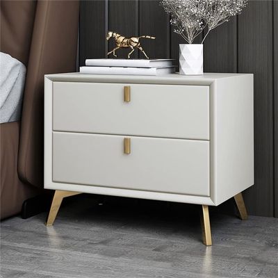 HM&DX Solid Wood Nightstand with 2 Drawer Bedside Table Modern End Side Table Side Bed Table with Sliding Drawer Metal Legs Modern Bedside Table e Sofa End Side Table, Off White