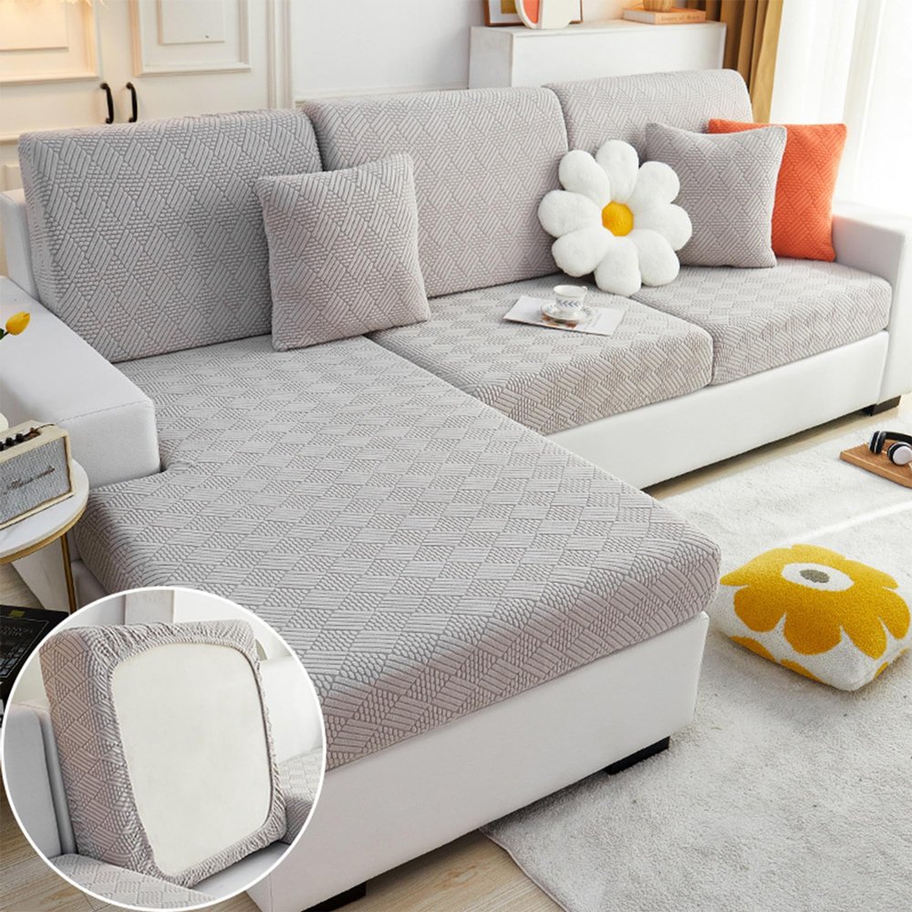 Dosurgorn Magic Sofa Covers, Magic Sofa Covers - Classic Sectional Slipcovers, 2023 New Wear-Resistant Universal Stretch Magic Sofa Cover (Light Gray,Back Cover M)