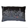 HomeRoots 35" Black Hong Kong Nighttime Skyline Lumbar Decorative Pillow view 2