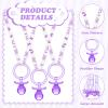Tigeen 36 Pcs Shower Party Pacifiers Necklace Acrylic Pacifiers Favors Plastic Charm for Shower Party Decorations Table Scatter, Girl Style(Purple, White) view 2
