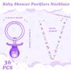 Tigeen 36 Pcs Shower Party Pacifiers Necklace Acrylic Pacifiers Favors Plastic Charm for Shower Party Decorations Table Scatter, Girl Style(Purple, White) view 3