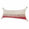 HomeRoots 14" X 36" Raspberry Red and Off-White 100% Cotton Zippered Pillow view 2