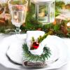 12pcs Christmas Napkin Rings,Christmas Napkin Holder, Artificial Pine Needles Mini Candle Rings Wreath,Christmas Green Napkin Ring Candle Ring for Pillar Candle Christmas Holiday Table Decoration(#1) view 2