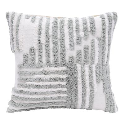 HomeRoots 22" X 22" Sage Green and White 100% Cotton Striped Zippered Pillow