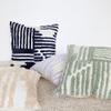 HomeRoots 22" X 22" Sage Green and White 100% Cotton Striped Zippered Pillow view 3