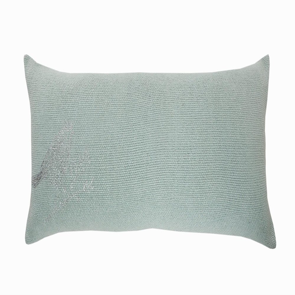 HomeRoots 14" X 36" Blue Mint and Silver Polyester Geometric Zippered Pillow