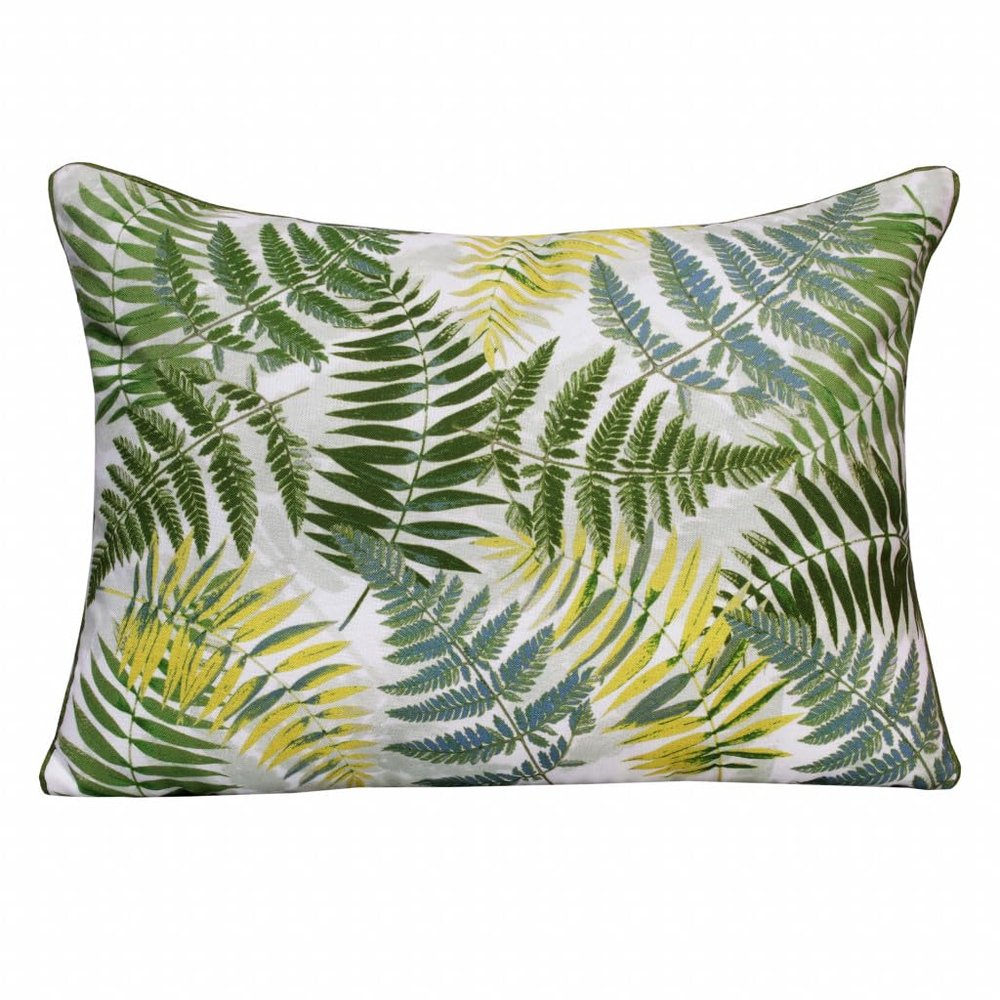 HomeRoots 14" X 20" Forest Green and Yellow Polyester Floral Zippered Pillow
