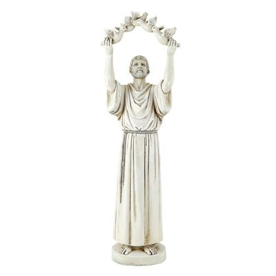 Avalon Gallery Outdoor Sculptures Saint Francis of Assisi Inspirational Stone Resin Garden Statue, 25.5-Inch, with Dove